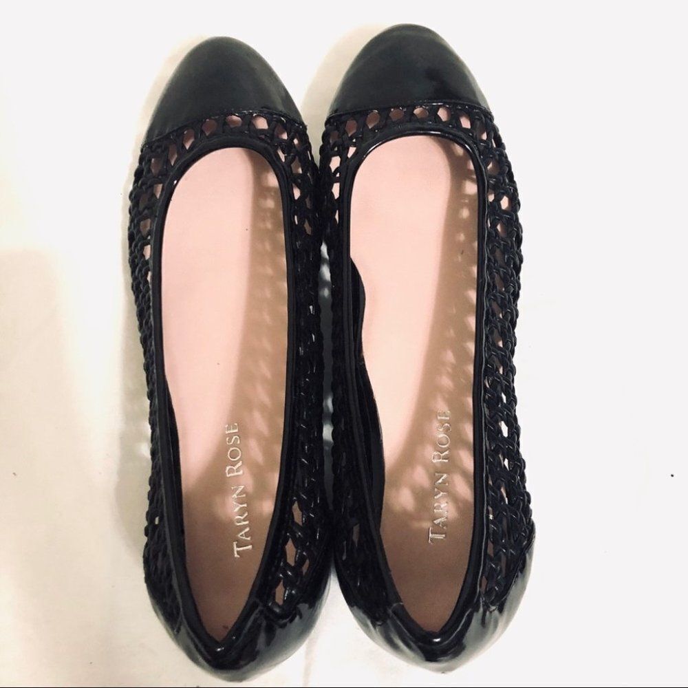Taryn Rose Beatriz Woven Leather Black Flats Size 8.5 - Picture 9 of 15